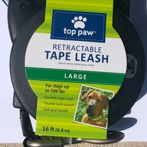 NIP Top Paw Dog Black Retractable Leash Sz Large